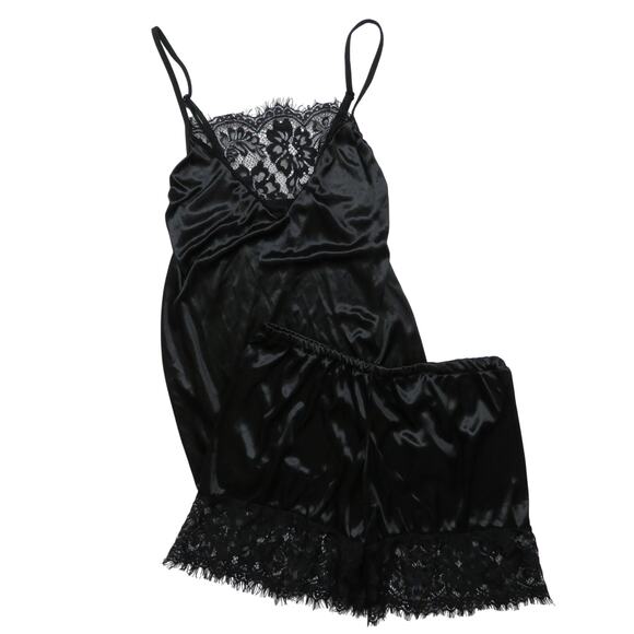 Zaful Black Lace Satin Cami & Shorts Set Lingerie Sexy Cami Matching Set Small - Picture 11 of 11